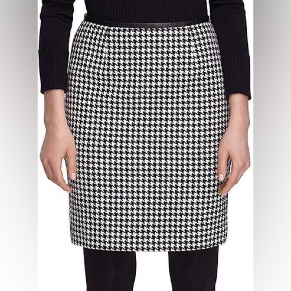 Brooks‎ Brothers Wool Houndstooth Pencil Skirt Sz 2